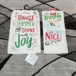 PRIMITIVES BY KATHY GLITTER SHINE & HOLIDAY TIME FLOUR SACK TOWELS 28" F…